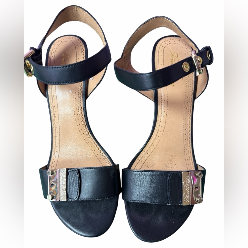 ⸻
Brooks Brothers Black Leather Ankle Strap Heels – Classic Elegant Sandals